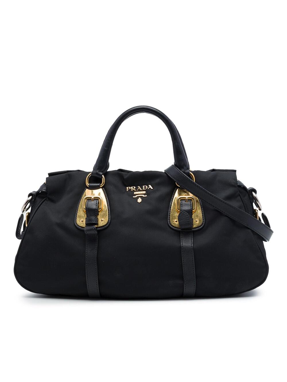 Prada Soft Calf Trimmed Tessuto Satchel #359673P57B